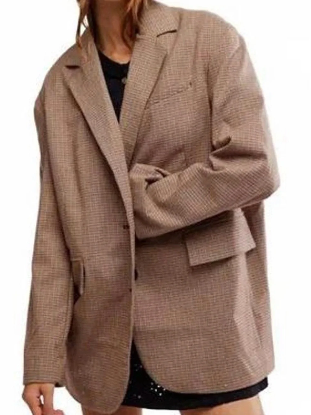 Free People Reggie Blazer Ginger Combo XL Plaid Oversized Blazer